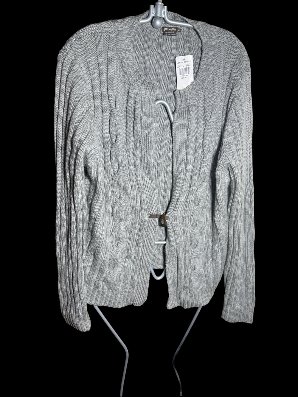 J. McLaughlin Light Gray Cable Knit Cardigan Sweater